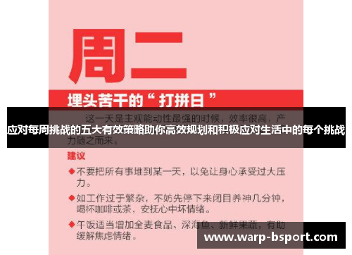 应对每周挑战的五大有效策略助你高效规划和积极应对生活中的每个挑战 应对每周挑战的五大有效策略助你高效规划和积极应对生活中的每个挑战