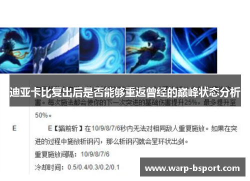 迪亚卡比复出后是否能够重返曾经的巅峰状态分析